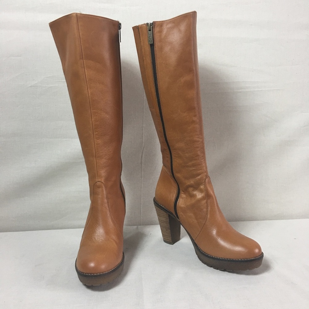 Duo High Heel Knee Boot - Tan - UK 40 Wide Calf